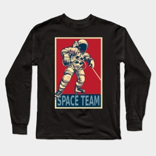 Astronaut Playing Ice Hockey Long Sleeve T-Shirt